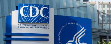 Atlanta, GA, USA - June 15, 2022: Closeup of the CDC logo seen at the Edward R. Roybal campus, the headquarters of the Centers for Disease Control and Prevention (CDC).