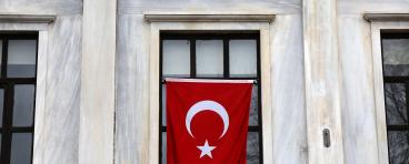 Turkish flag on a government building. 