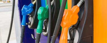 Close up of colorful fuel pumps