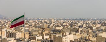Iranian flag flying in Tehran