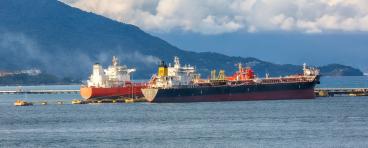 Oil ship in sea, Strait of Hormuz.